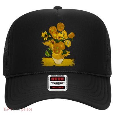 Vincent Van Gogh Sunflowers Cute Gift High Crown Mesh Back Trucker Hat