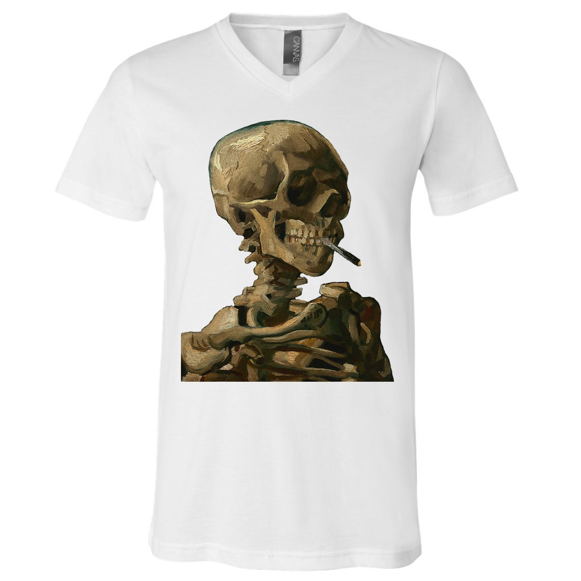 Vintage Van Gogh Skull Van Gogh Head Of A Skeleton Halloween V-Neck T-Shirt