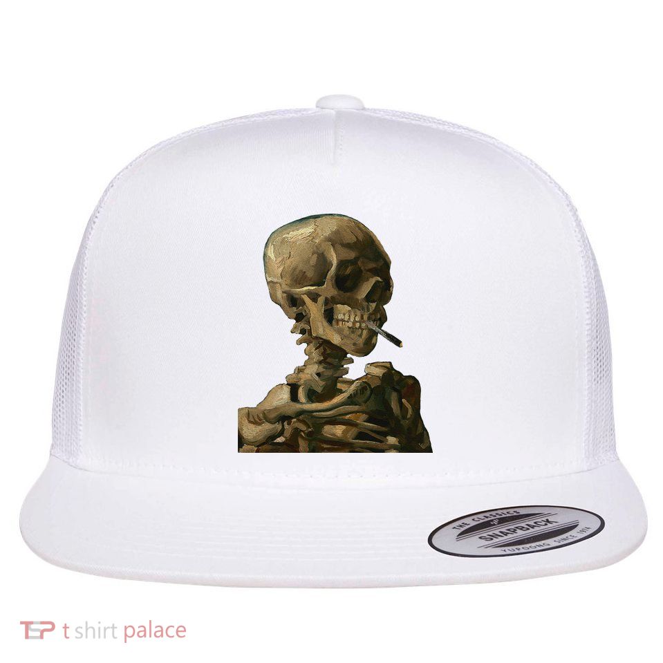 Vintage Van Gogh Skull Van Gogh Head Of A Skeleton Halloween Flatbill Hat