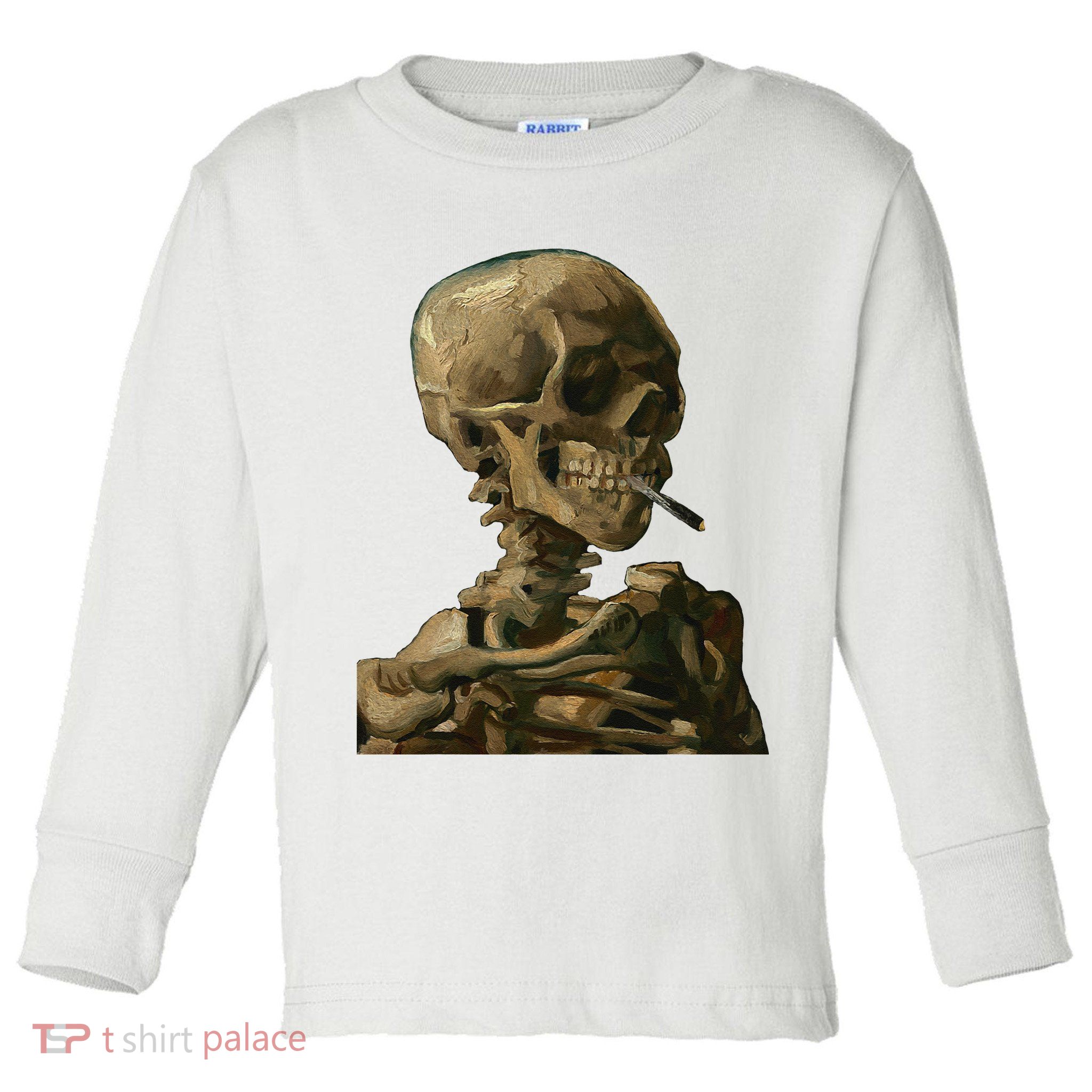 Vintage Van Gogh Skull Van Gogh Head Of A Skeleton Halloween Toddler Long Sleeve Shirt