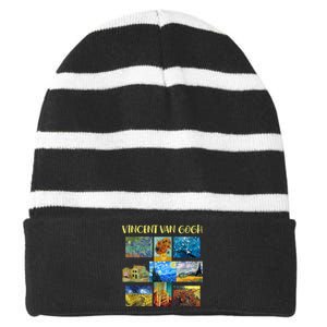 Vincent Van Gogh Masterpiece Art Apparel Striped Beanie with Solid Band