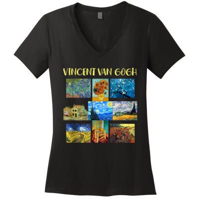 Vincent Van Gogh Masterpiece Art Apparel Women's V-Neck T-Shirt