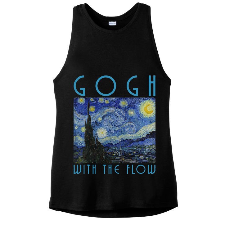 Vincent Van Gogh With The Flow Artist Humor Pun Ladies PosiCharge Tri-Blend Wicking Tank