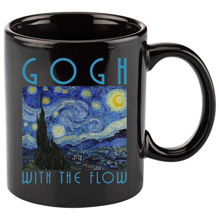 Vincent Van Gogh With The Flow Artist Humor Pun 11oz C Handle Ceramic Mug