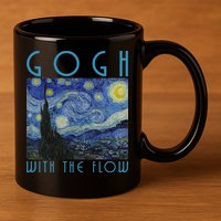 Vincent Van Gogh With The Flow Artist Humor Pun 11oz C Handle Ceramic Mug