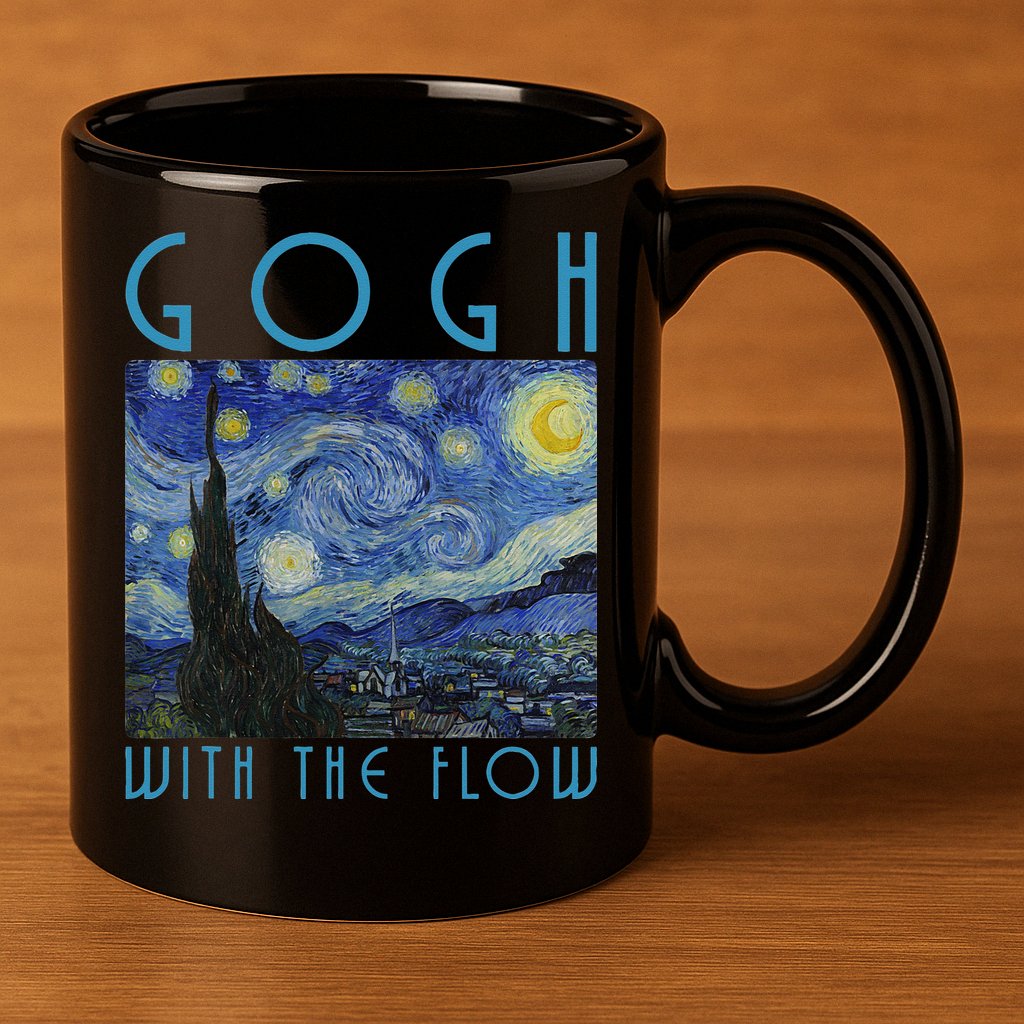 Vincent Van Gogh With The Flow Artist Humor Pun 11oz C Handle Ceramic Mug