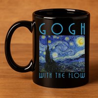 Vincent Van Gogh With The Flow Artist Humor Pun 11oz C Handle Ceramic Mug