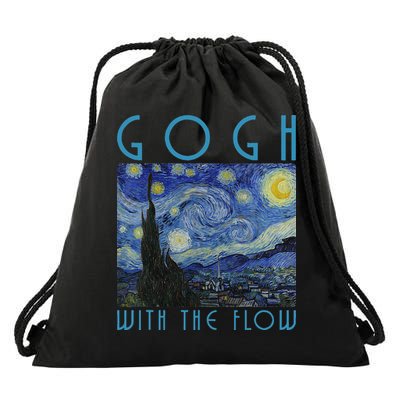 Vincent Van Gogh With The Flow Artist Humor Pun Drawstring Bag