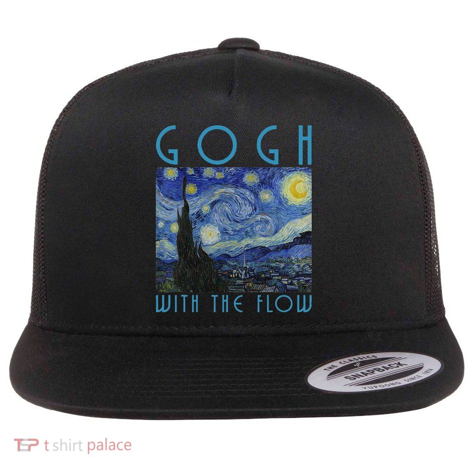 Vincent Van Gogh With The Flow Artist Humor Pun Flatbill Hat