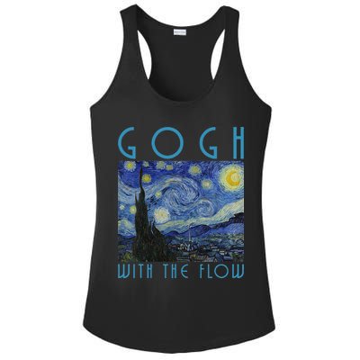 Vincent Van Gogh With The Flow Artist Humor Pun Ladies PosiCharge Competitor Racerback Tank