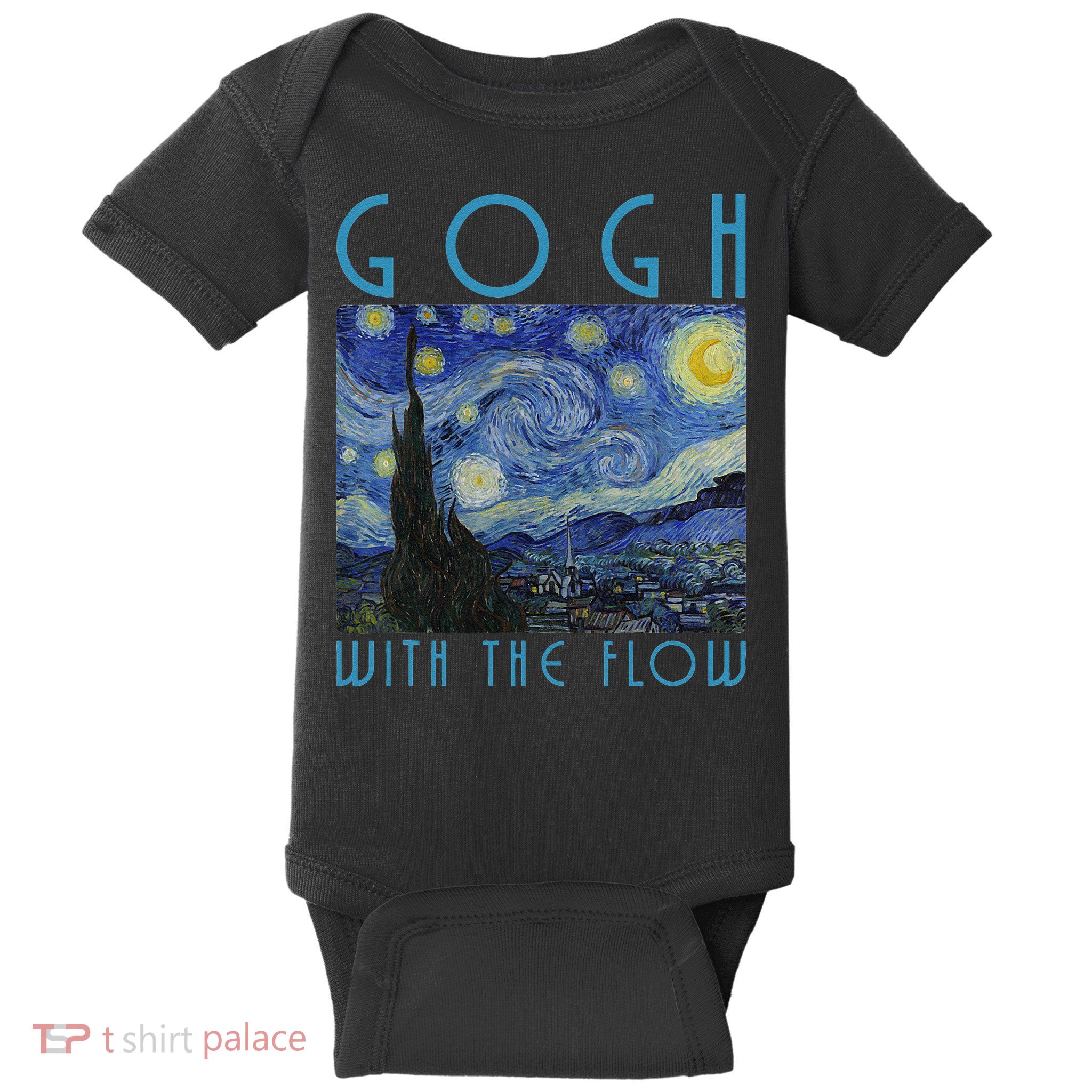 Vincent Van Gogh With The Flow Artist Humor Pun Baby Bodysuit