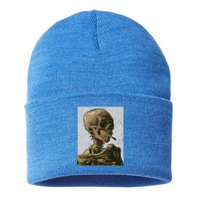 Vintage Van Gogh Skullgiftvan Gogh Head Of A Skeleton Halloween Cute Gift Sustainable Knit Beanie