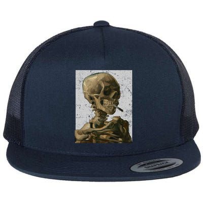 Vintage Van Gogh Skullgiftvan Gogh Head Of A Skeleton Halloween Cute Gift Flat Bill Trucker Hat