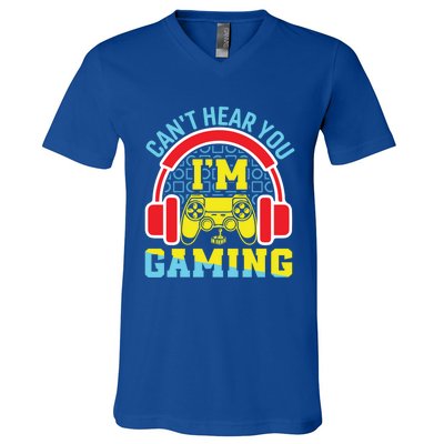 Vintage Video Gamer Can't Hear You I'm Gaming Funny Games Gift V-Neck T-Shirt