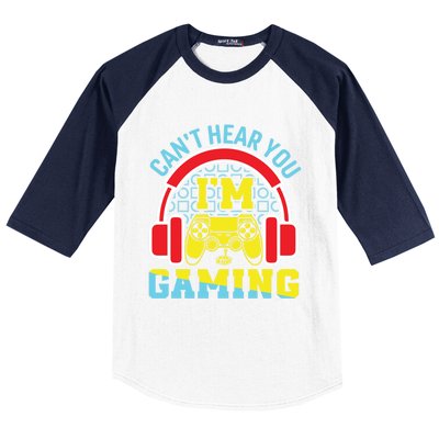 Vintage Video Gamer Can't Hear You I'm Gaming Funny Games Gift Baseball Sleeve Shirt