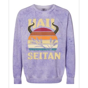 Vaganism Vegetarian Hail Seitan Joke Colorblast Crewneck Sweatshirt