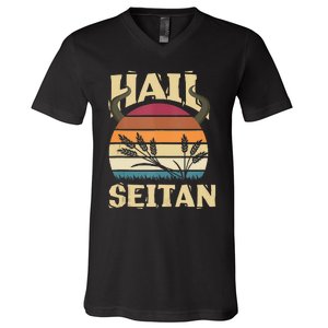 Vaganism Vegetarian Hail Seitan Joke V-Neck T-Shirt