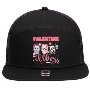 Valentine Vibes Horror Characters Funny Scary Valentine's Day 7 Panel Mesh Trucker Snapback Hat