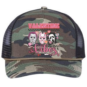 Valentine Vibes Horror Characters Funny Scary Valentine's Day Retro Rope Trucker Hat Cap