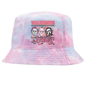 Valentine Vibes Horror Characters Funny Scary Valentine's Day Tie-Dyed Bucket Hat