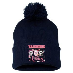 Valentine Vibes Horror Characters Funny Scary Valentine's Day Pom Pom 12in Knit Beanie