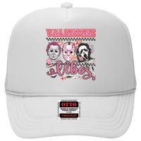 Valentine Vibes Horror Characters Funny Scary Valentine's Day High Crown Mesh Back Trucker Hat