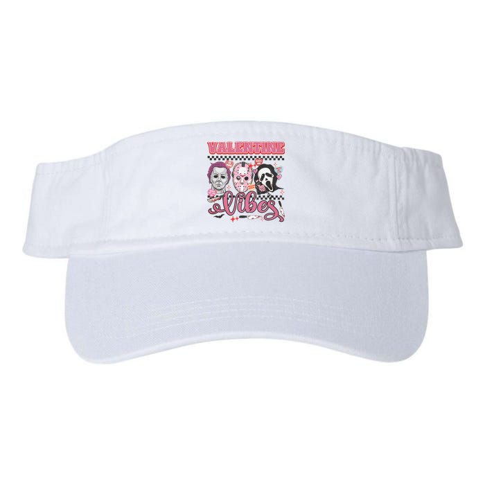 Valentine Vibes Horror Characters Funny Scary Valentine's Day Valucap Bio-Washed Visor