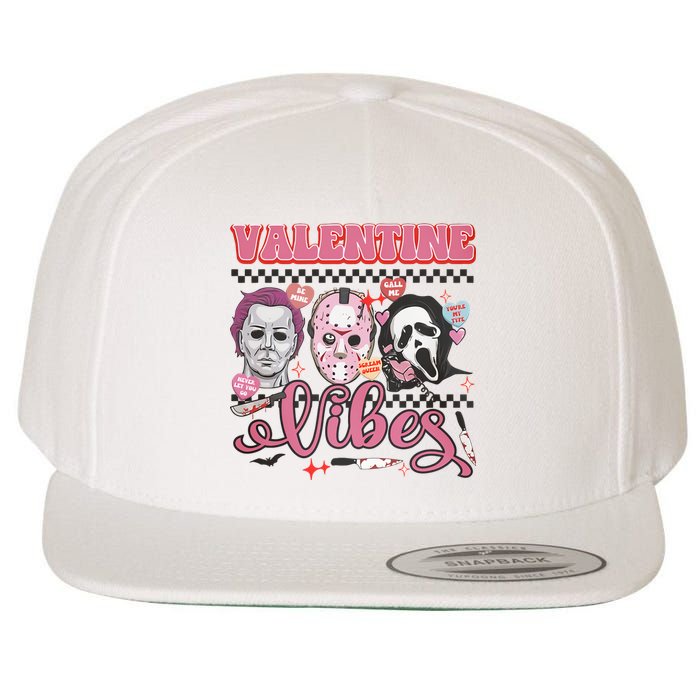 Valentine Vibes Horror Characters Funny Scary Valentine's Day Wool Snapback Cap