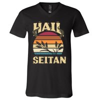 Vaganism Vegetarian Hail Seitan Joke V-Neck T-Shirt