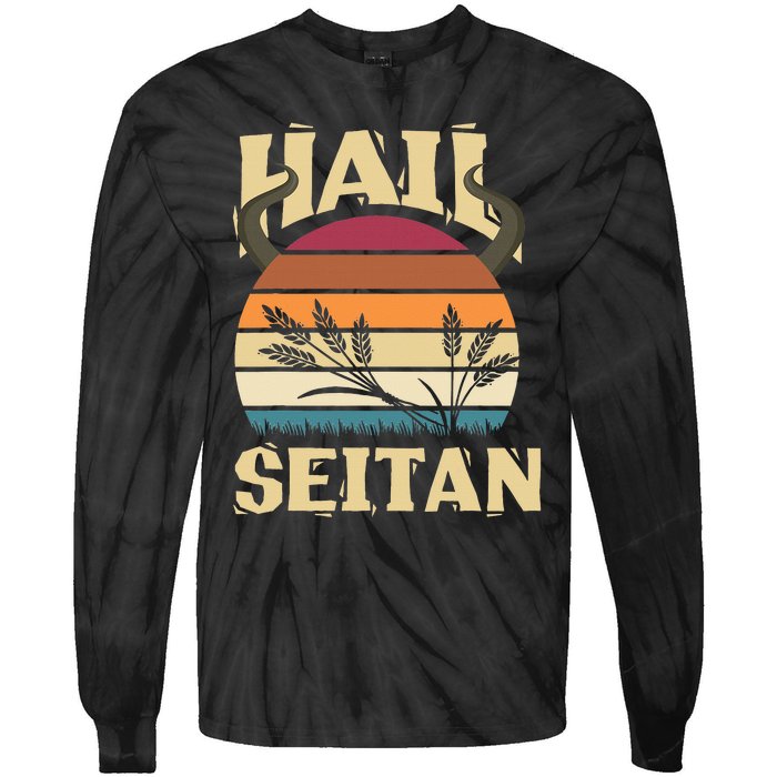 Vaganism Vegetarian Hail Seitan Joke Tie-Dye Long Sleeve Shirt