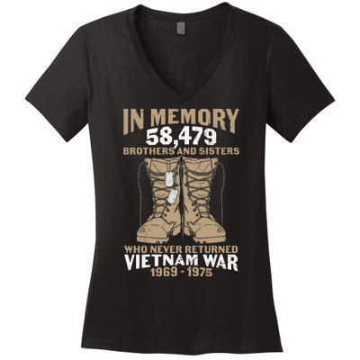 Vietnam Veteran In Memory The War Vietnam Gift Women's V-Neck T-Shirt