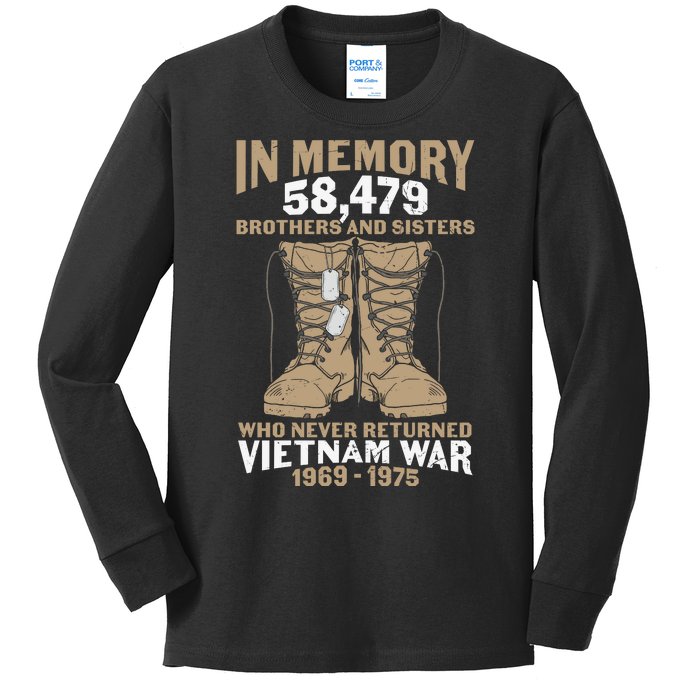 Vietnam Veteran In Memory The War Vietnam Gift Kids Long Sleeve Shirt