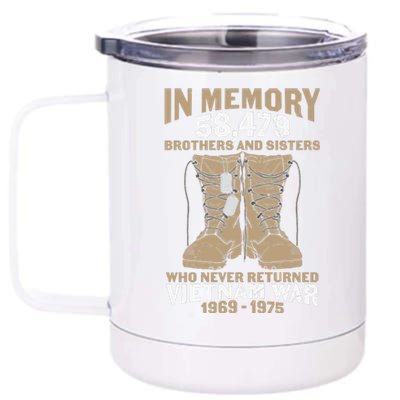 Vietnam Veteran In Memory The War Vietnam Gift 12 oz Stainless Steel Tumbler Cup