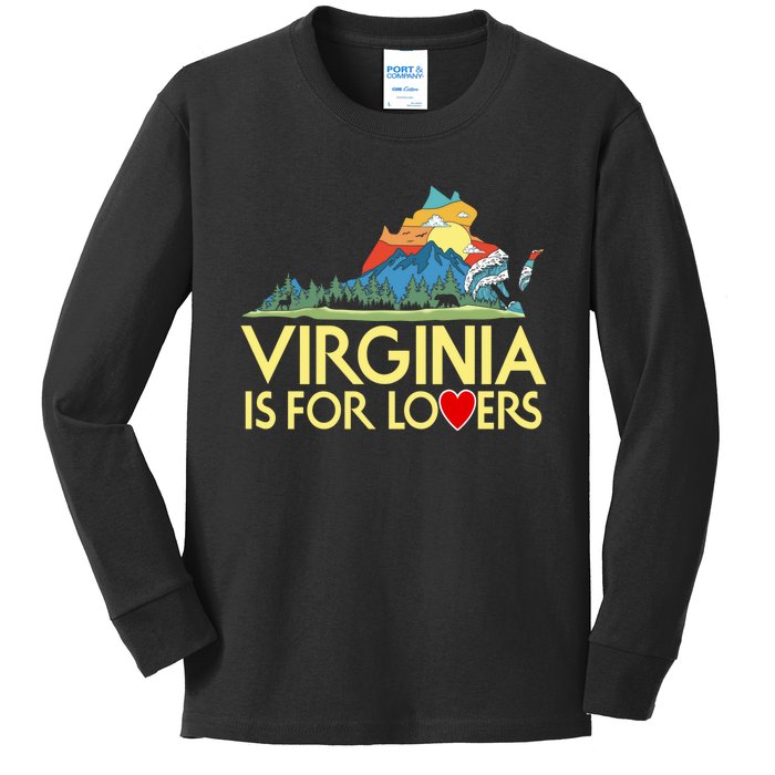 Vintage Virginia Is For The Lovers Kids Long Sleeve Shirt