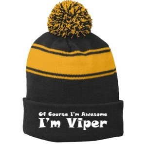 Viper Stripe Pom Pom Beanie