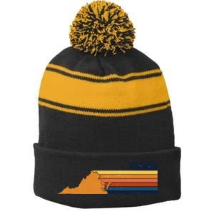 Retro Vintage Virginia Stripe Pom Pom Beanie