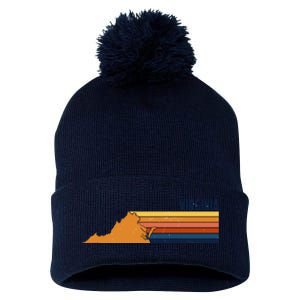 Retro Vintage Virginia Pom Pom 12in Knit Beanie