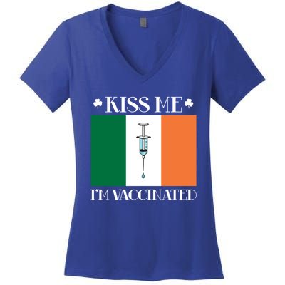 Vaccinated Vaccination Irish Gift I Fun Paddys Day Cool Gift Women's V-Neck T-Shirt