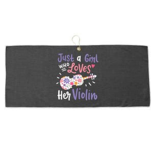 Violin Violinist Just A Girl Who Loves Her Violin Gift Large Microfiber Waffle Golf Towel