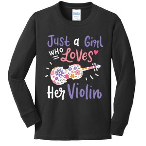 Violin Violinist Just A Girl Who Loves Her Violin Gift Kids Long Sleeve Shirt