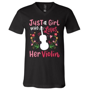 Violin Violinist Just A Girl Who Loves Her Violin V-Neck T-Shirt