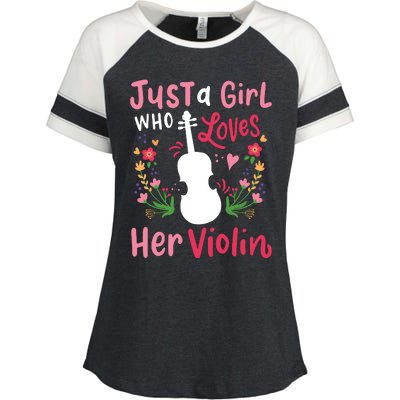 Violin Violinist Just A Girl Who Loves Her Violin Enza Ladies Jersey Colorblock Tee