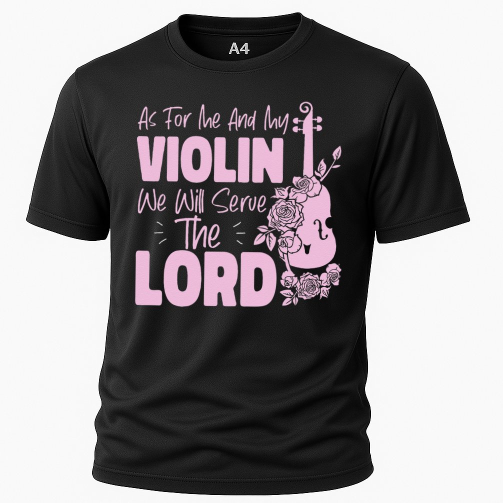 Violin Violinist Jesus Faith Christian As For Me And My Cooling Performance Crew T-Shirt