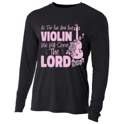 Violin Violinist Jesus Faith Christian As For Me And My Cooling Performance Long Sleeve Crew