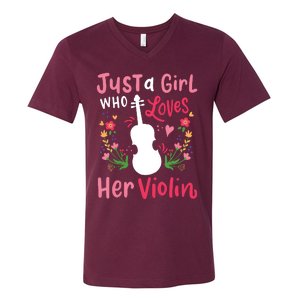 Violin Violinist Just A Girl Who Loves Her Violin V-Neck T-Shirt