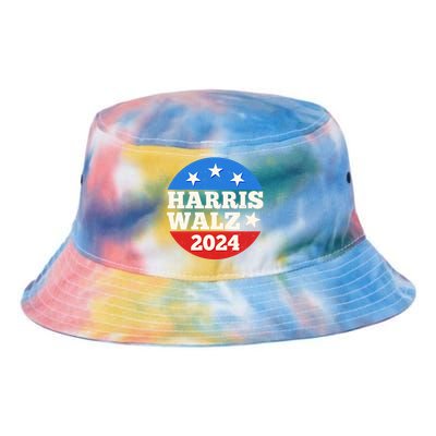 Vintage Vote Kamala Harris Tim Walz 2024 Election Emblem Tie Dye Newport Bucket Hat