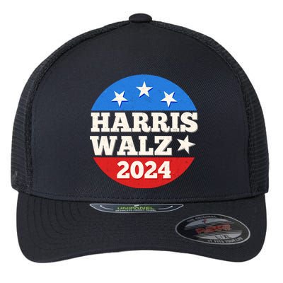 Vintage Vote Kamala Harris Tim Walz 2024 Election Emblem Flexfit Unipanel Trucker Cap