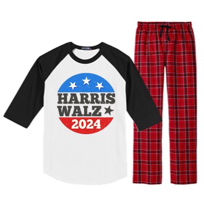 Vintage Vote Kamala Harris Tim Walz 2024 Election Emblem Raglan Sleeve Pajama Set