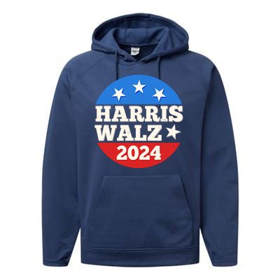 Vintage Vote Kamala Harris Tim Walz 2024 Election Emblem Performance Fleece Hoodie