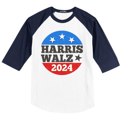 Vintage Vote Kamala Harris Tim Walz 2024 Election Emblem Baseball Sleeve Shirt